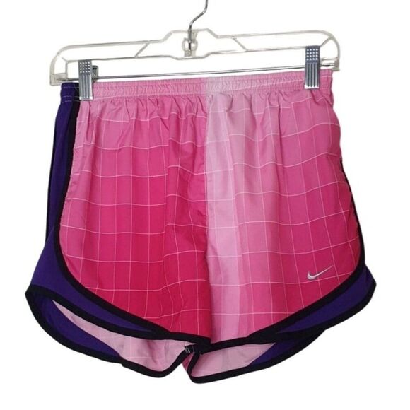 Nike Womens Running Shorts M Pink & Purple Checkered Dri-Fit Athletic Sports Y2K - Picture 1 of 6